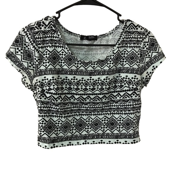 3/$15 forever 21 cotton spandex mint green Aztec print crop top - Picture 1 of 7